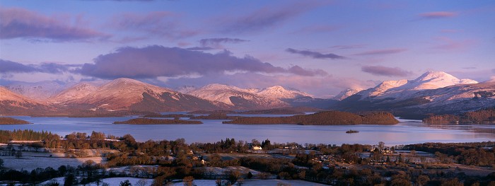 Dawn, Loch Lomond, Argyll and bute. February 2008. Hasselblad Xpan 90mm.