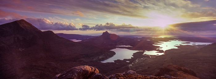 Inverpolly Sunset. Assynt. Hasselblad XPan 30mm. May 2016.