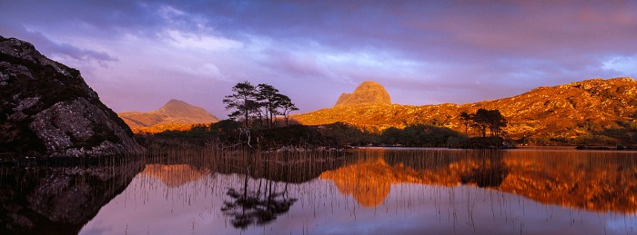 Canisp and Suilven. Loch Druim Suardalain. Hasselblad 45mm. May 2014.